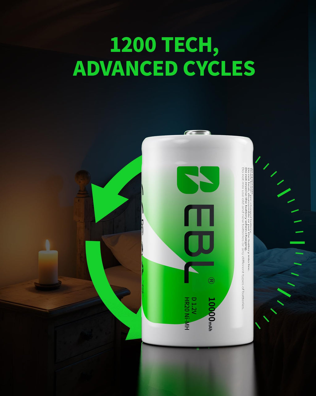 8 Pack 10000mAh Ni-MH D Rechargeable Batteries U823