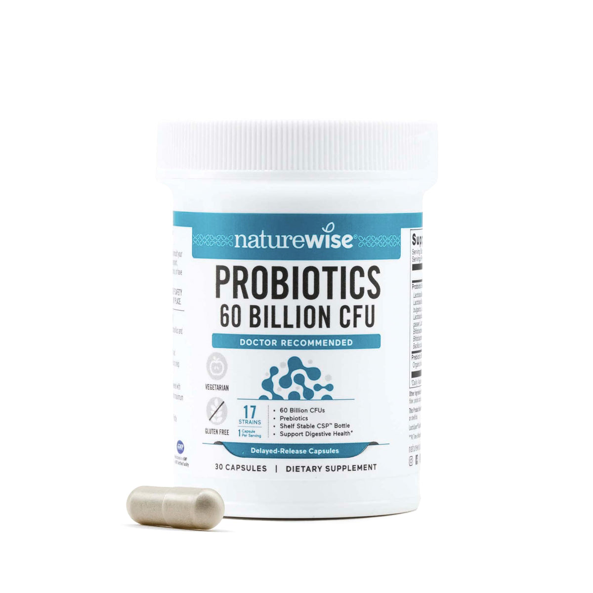 60 Billion CFU 17 Strains Probiotics with Prebiotics 30 Capsules M293549