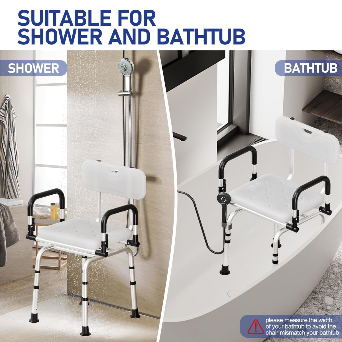 Swivel Shower Chair, 660 LBS, Adjust Height, Pivoting Arms P68517