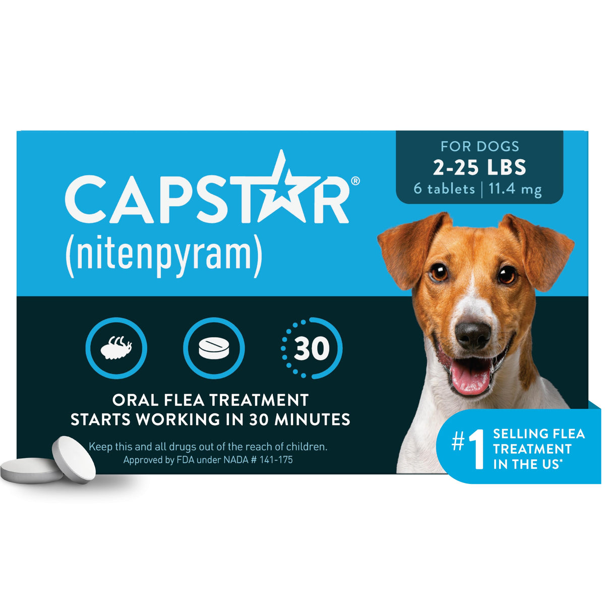 Oral Flea Tablets Dogs 2-25 lbs, Nitenpyram, 6-Dose M622252