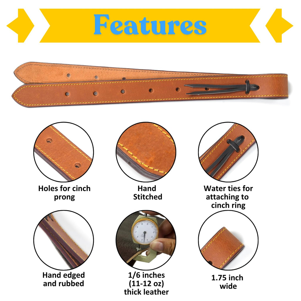 Full Grain Leather Saddle Cinch Tie Strap O8568