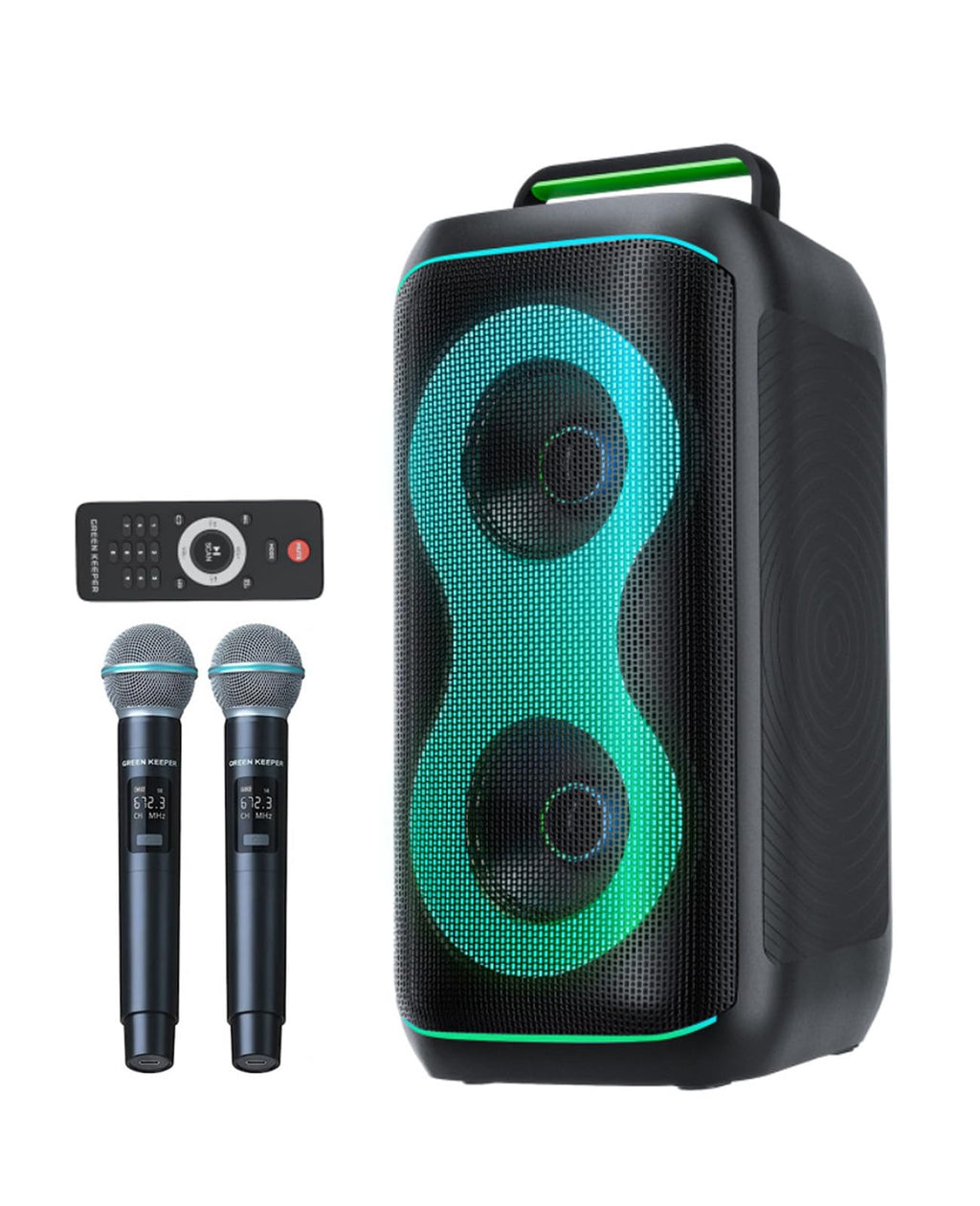500W Karaoke Machine with 2 Wireless Microphones and Dual 6.5'' Subwoofers H699100