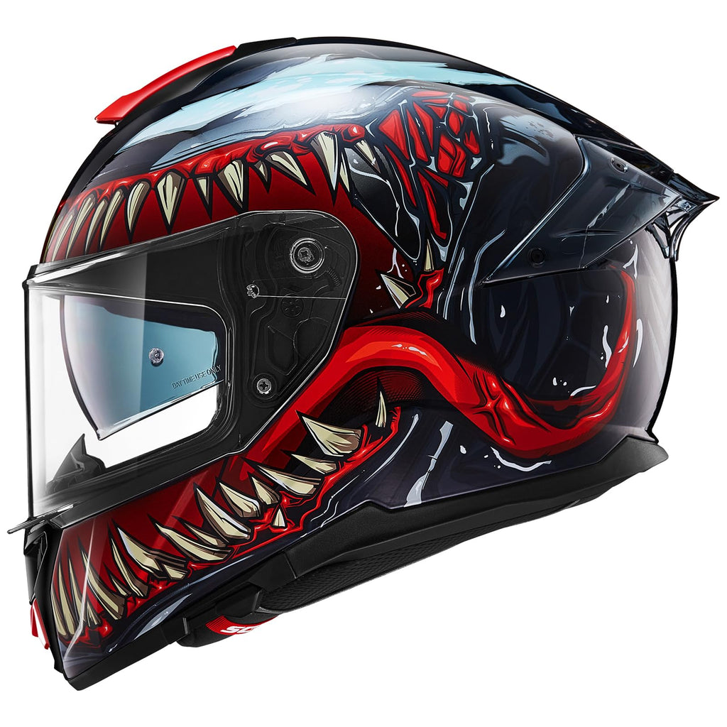 Full Face Dual Visor Motorcycle Helmet with Rear Wing B935