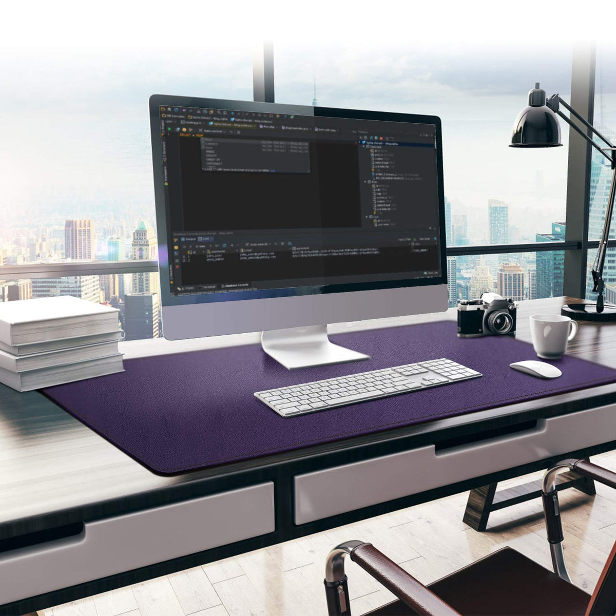 38"x16" Purple PU Leather Desk Pad W947