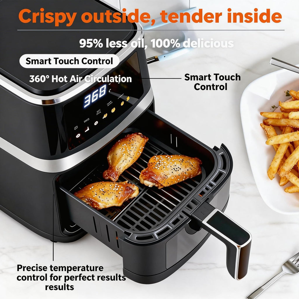 6 QT Family Size Air Fryer with Visible Cooking Window B954828