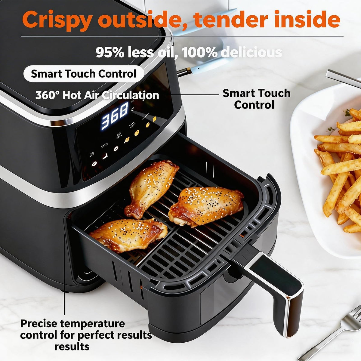 6 QT Family Size Air Fryer with Visible Cooking Window B954828