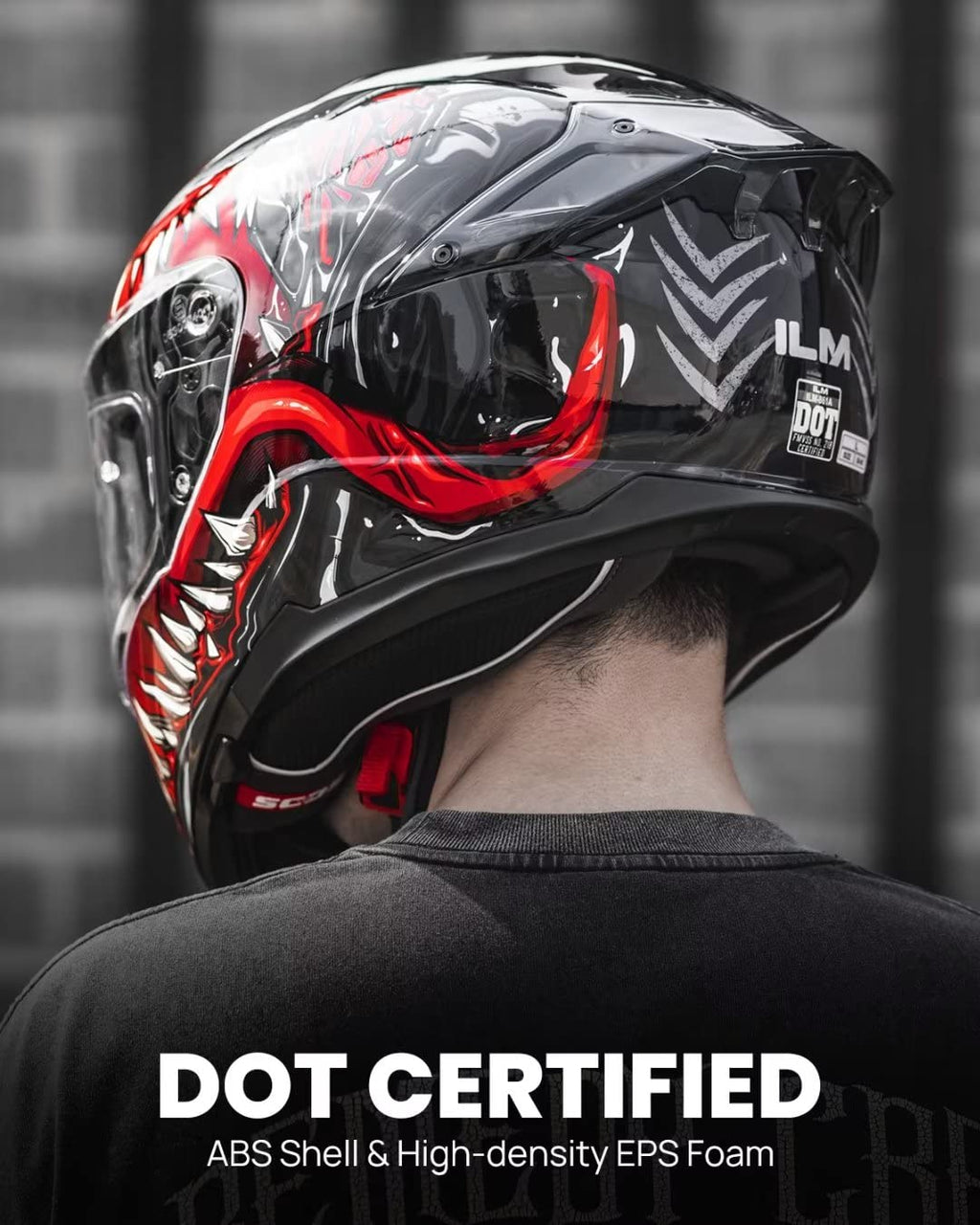 Full Face Dual Visor Motorcycle Helmet with Rear Wing B935