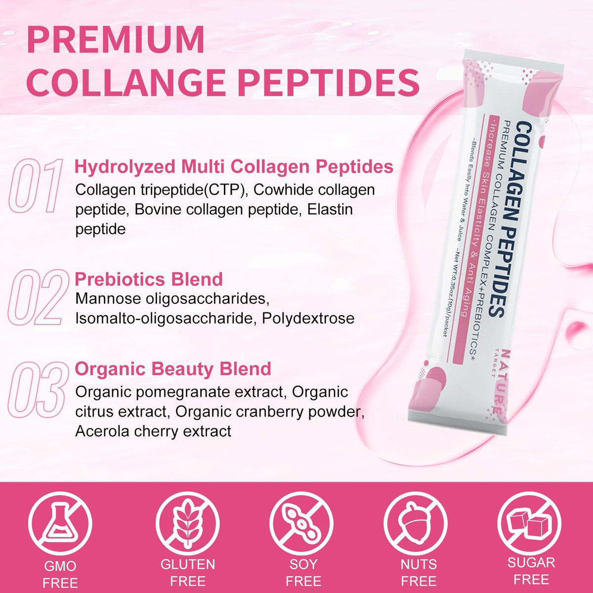 Multi Collagen Peptides Powder, 30 Stick Packs R9507