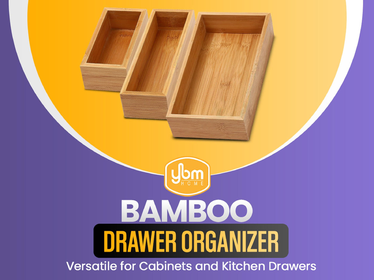 Bamboo Drawer Organizer Storage Box, 2 Pack 6x9x2 inch D234