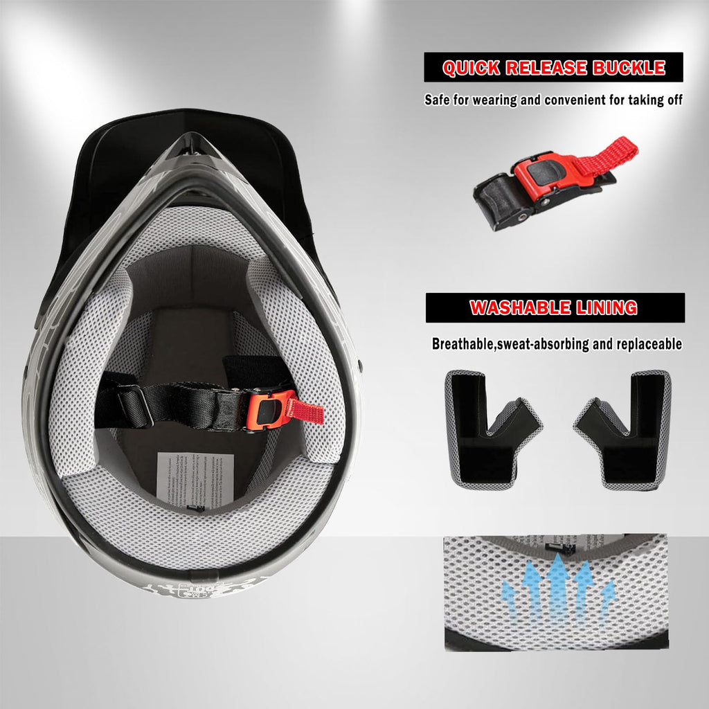 Youth Motocross Helmet with Goggles and Gloves S4454
