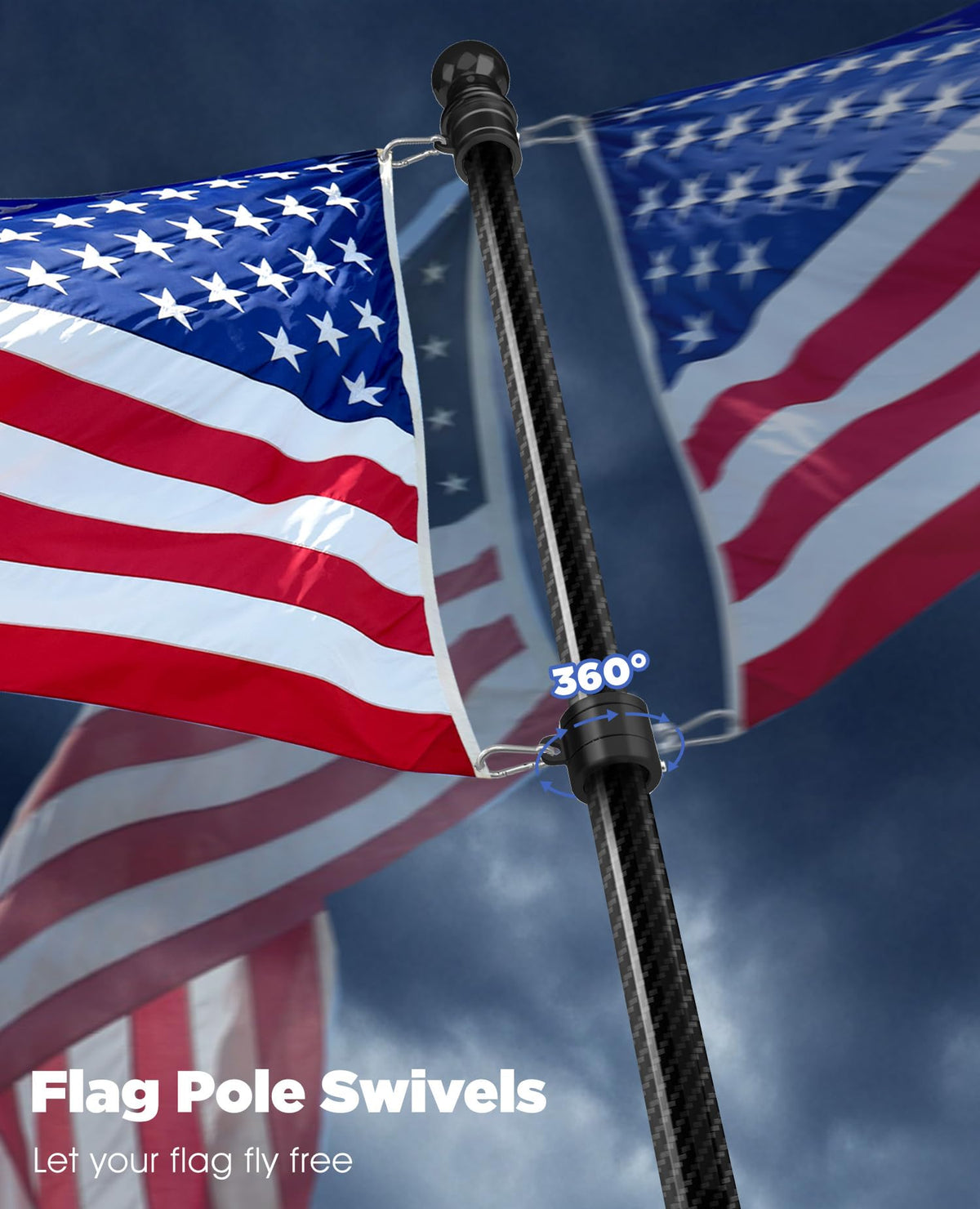 6' Carbon Fiber Flag Pole Kit with USA Flag B2832