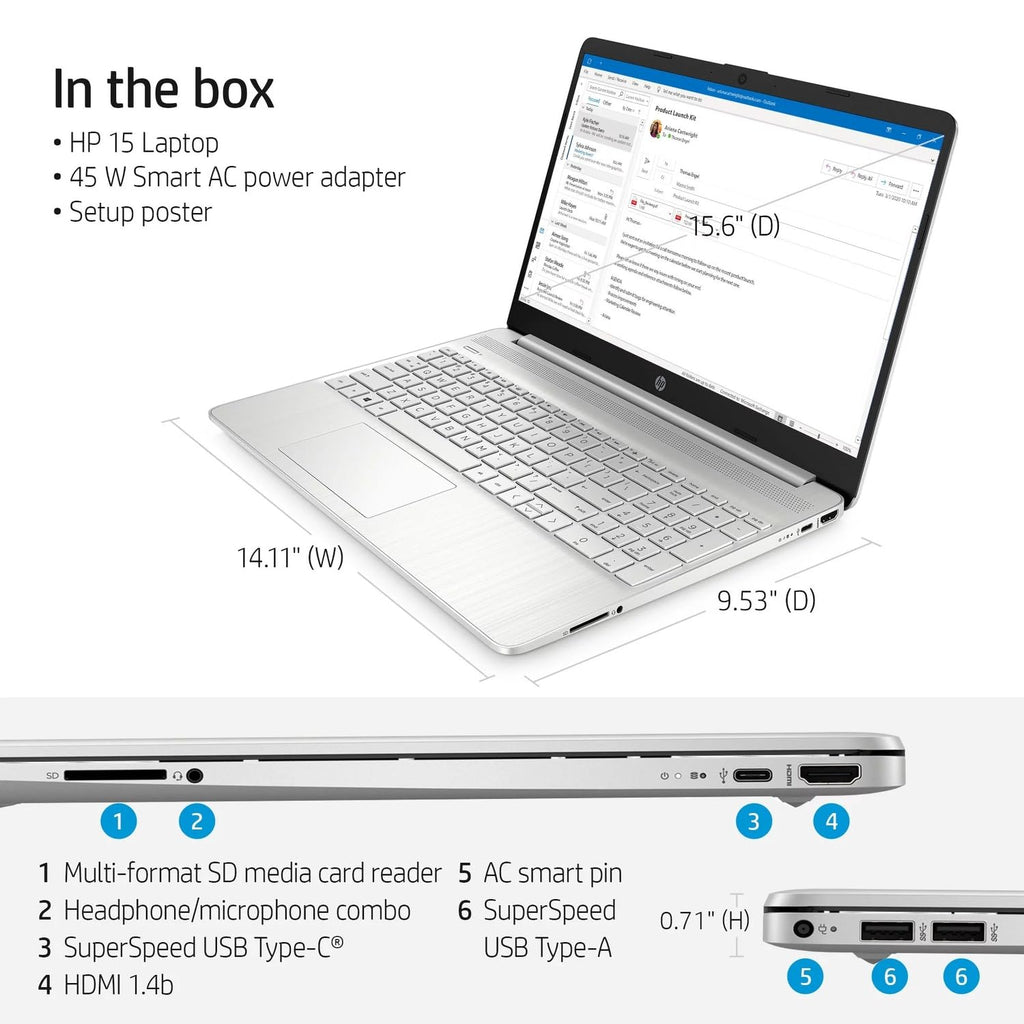 15.6" FHD Laptop, Intel Core i3, 8GB RAM, 256GB SSD N539478