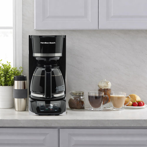 12 Cup Programmable Coffee Maker with Glass Carafe, Black T94319