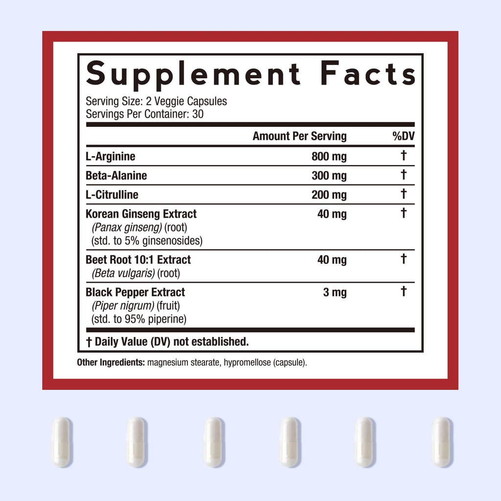 Nitric Oxide Booster 1380 mg 60 Vegan Caps A411