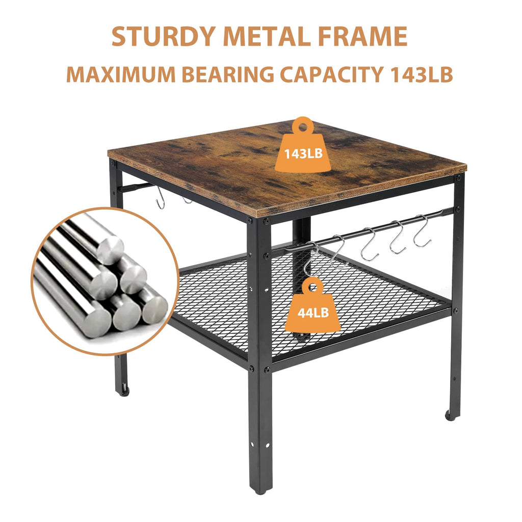 Rustic 2-Tier End Table with Adjustable Height Shelf Z4648