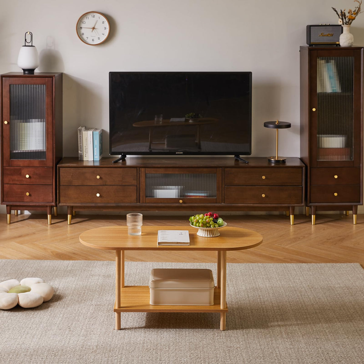 Wooden 2 Tier Coffee Table with Storage Shelf Q540309