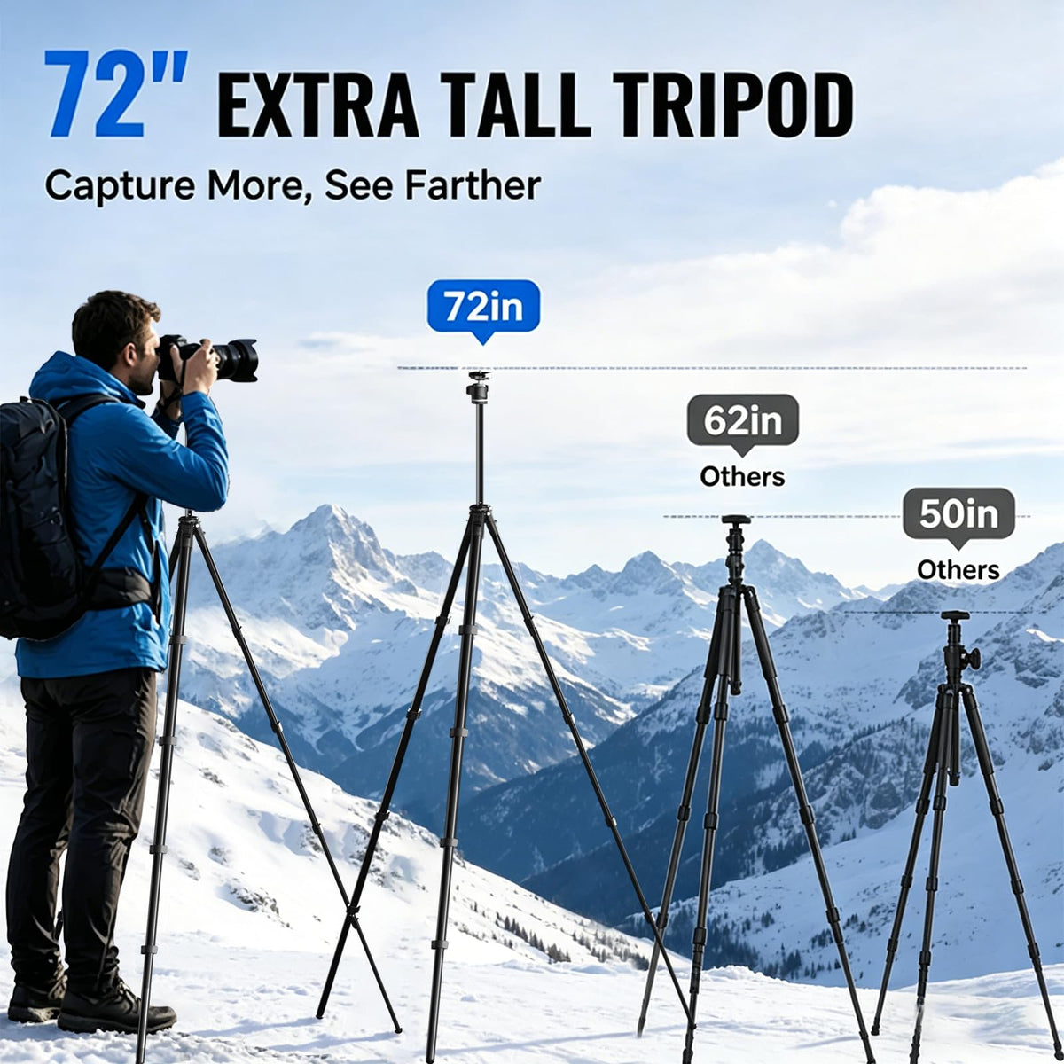 72" Lightweight Aluminum Camera Tripod with Ball Head and Carry Bag D665115