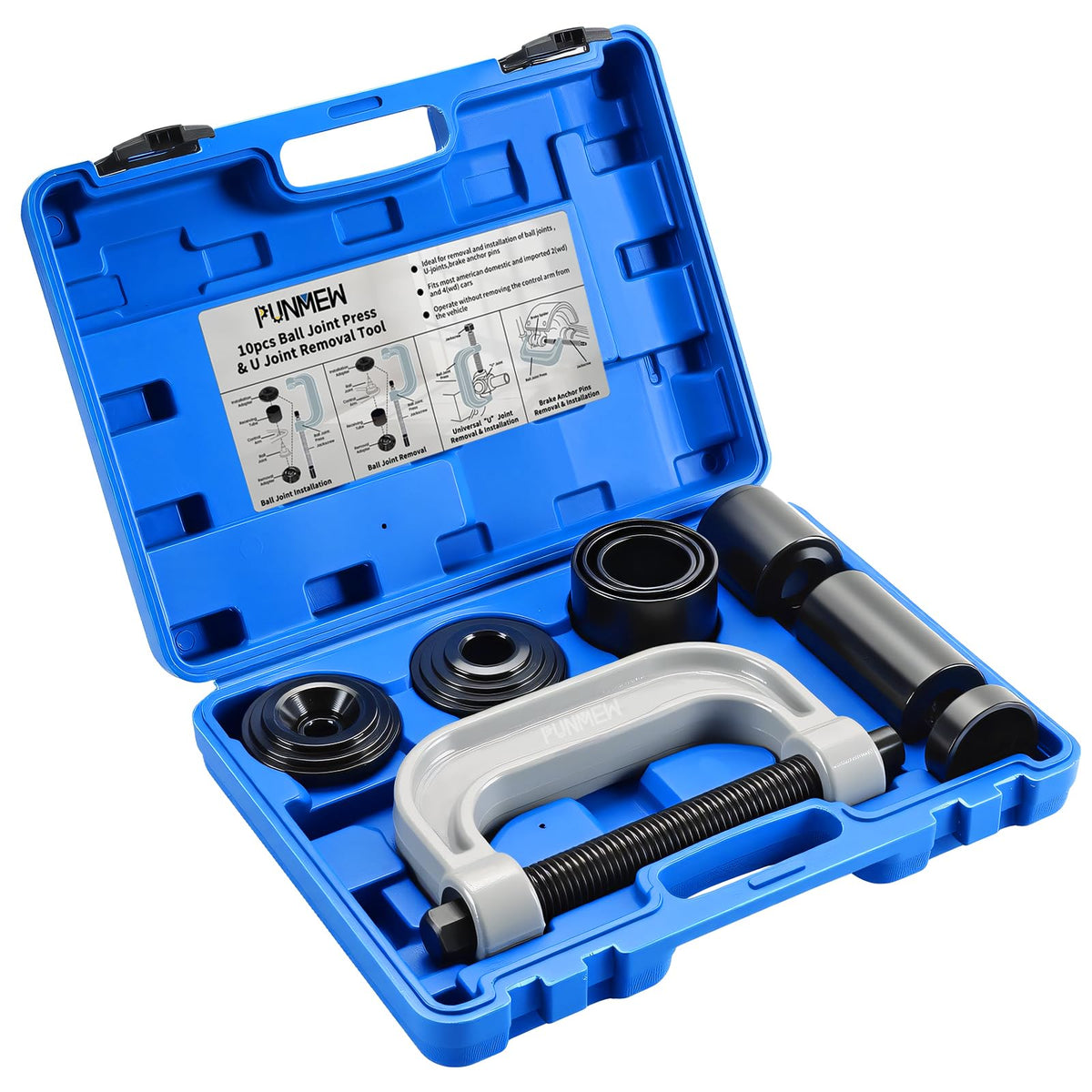 10 pcs Ball Joint Press & U Joint Removal Tool Kit with 4 * 4 Adapters C8106