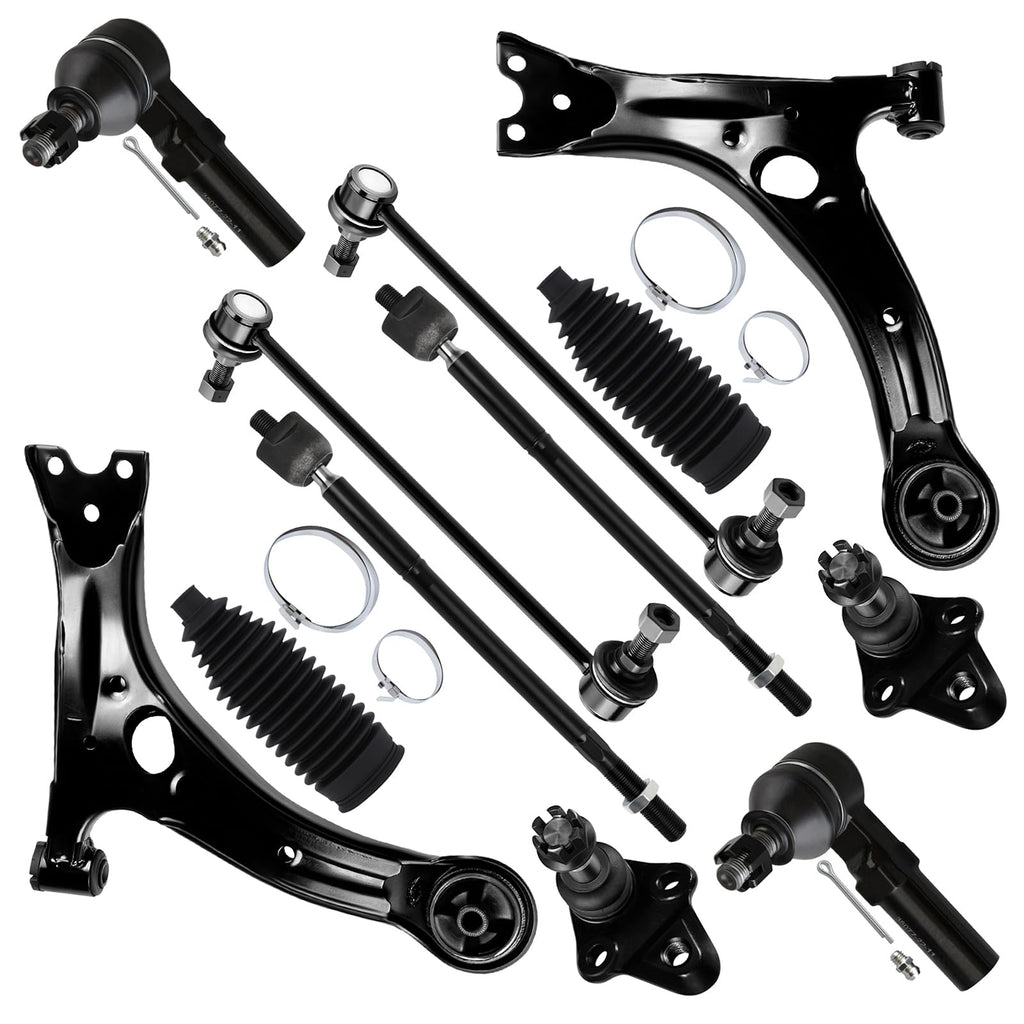 12pcs Front Suspension Kit Lower Control Arm Ball Joint Tie Rod End Sway Bar End Link D511162