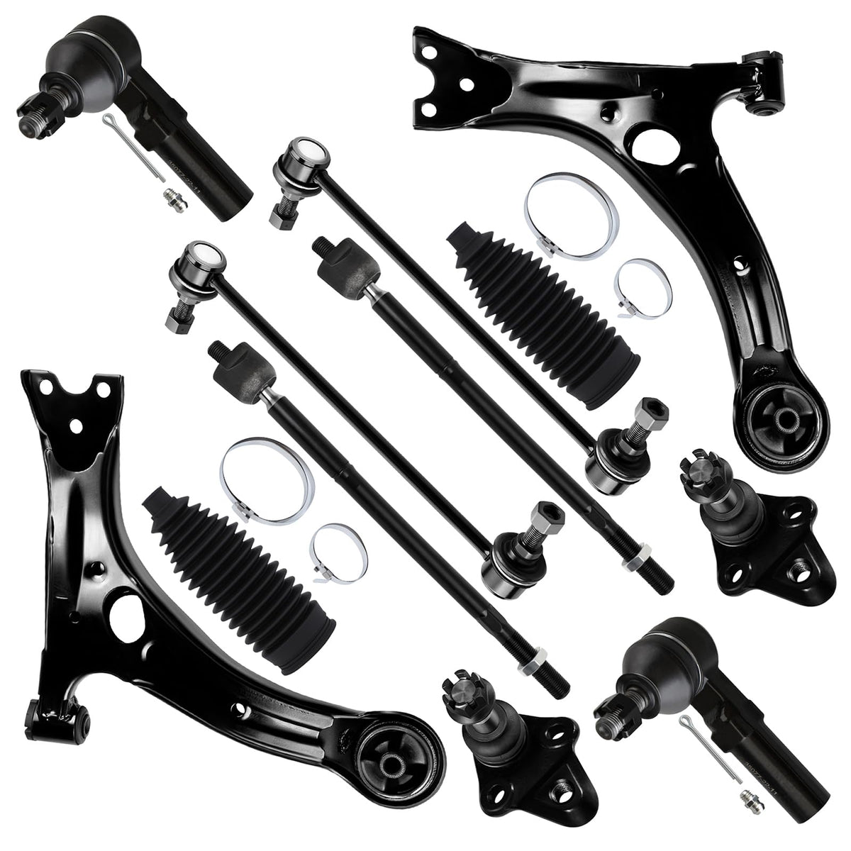 12pcs Front Suspension Kit Lower Control Arm Ball Joint Tie Rod End Sway Bar End Link D511162