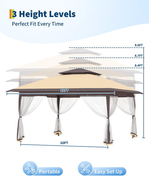 12x12FT Pop Up Gazebo with Mosquito Netting, Khaki & Coffee O733843