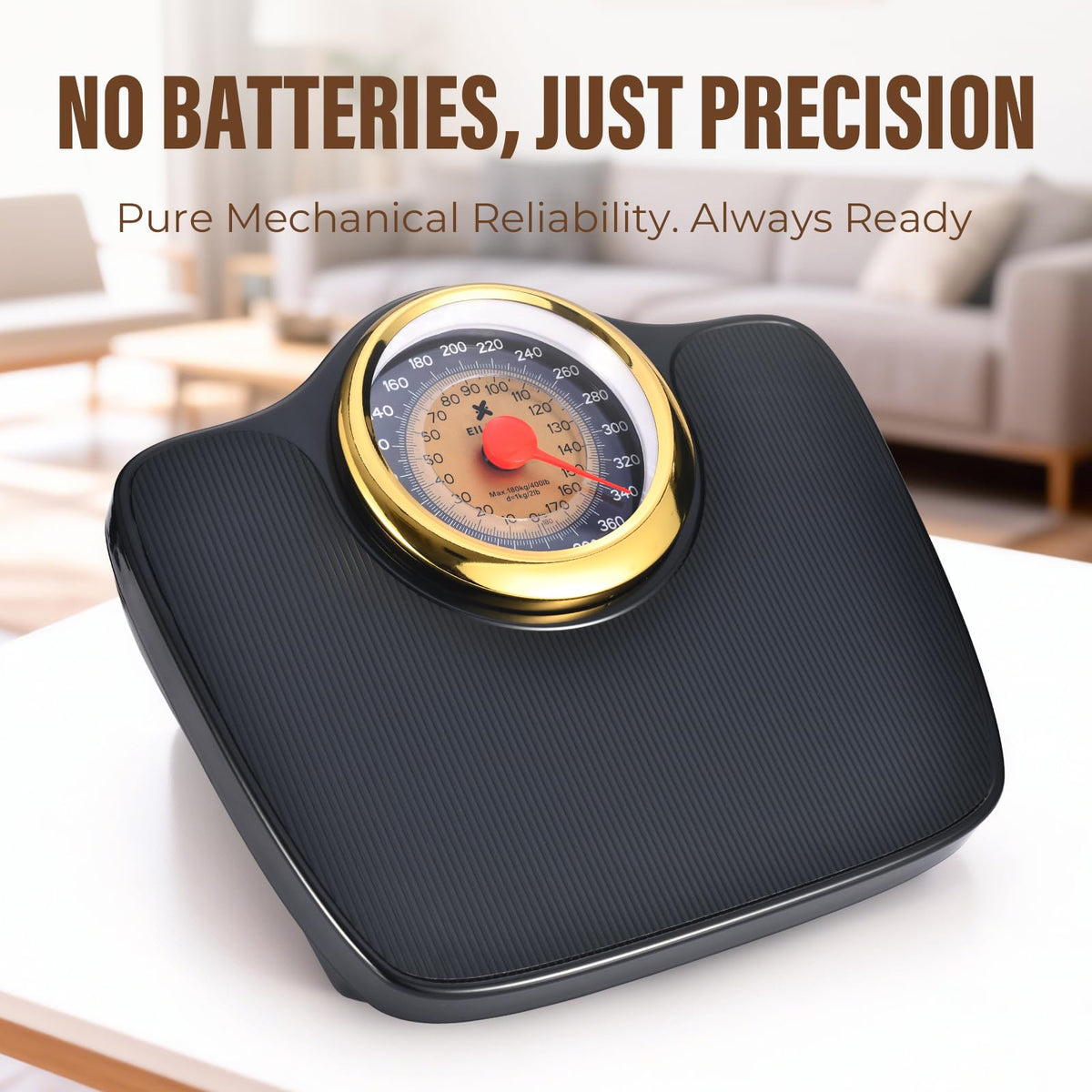 Mechanical Bathroom Scale, Large Dial, 400lbs T832880