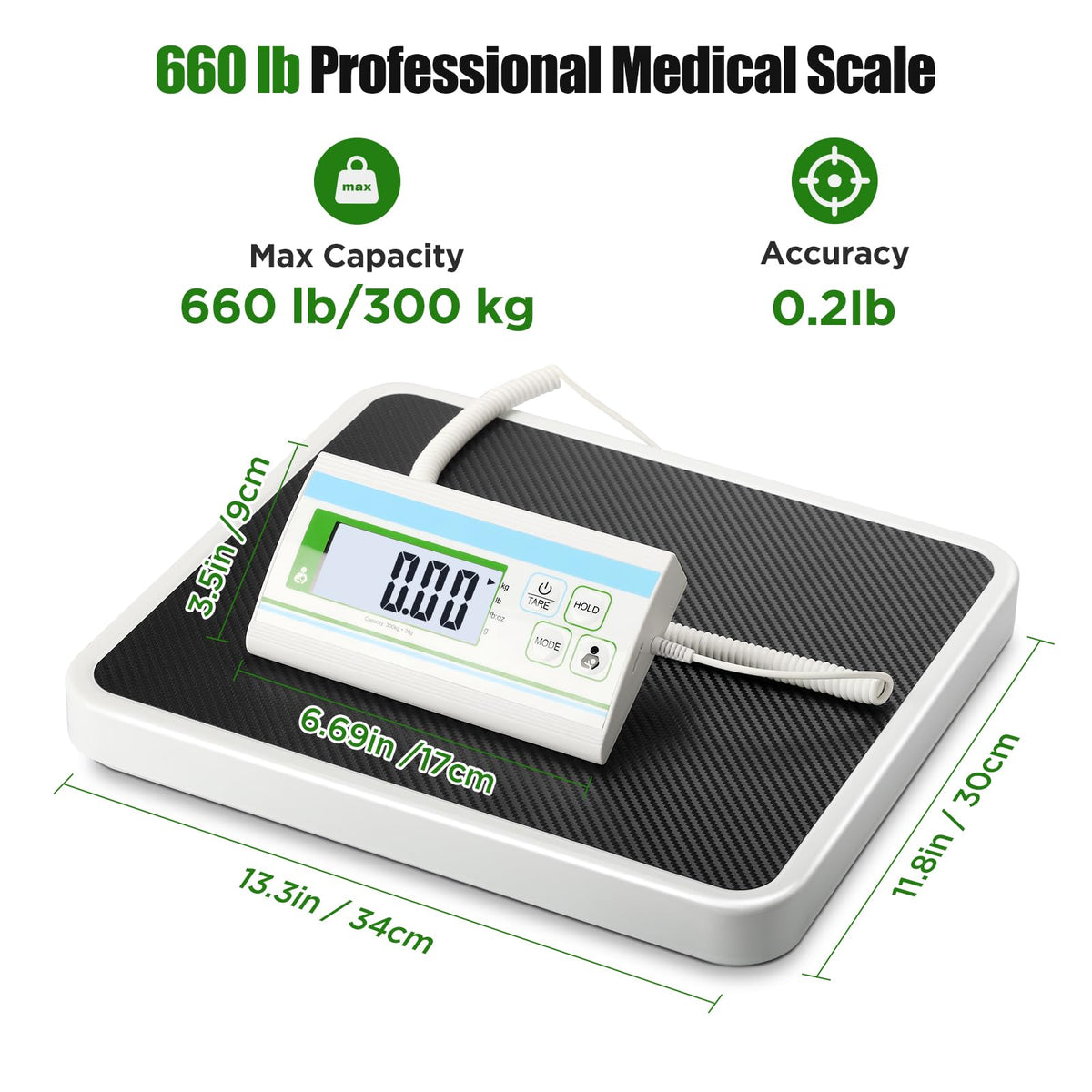 660 lb Digital Body Weight Scale with 13.4" x 11.8" Platform V8716