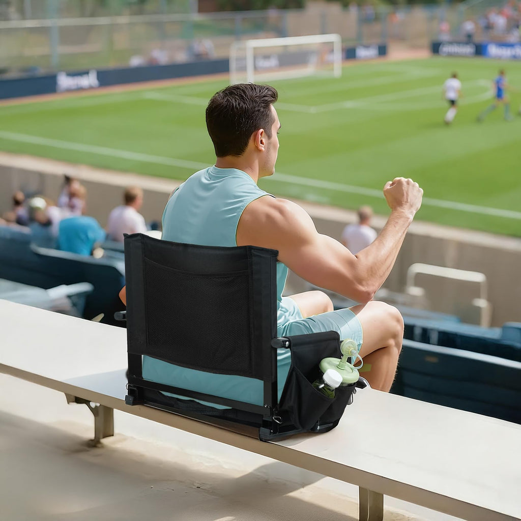 2 Pcs Black Folding Stadium Seat Cushion with Back Support E77764