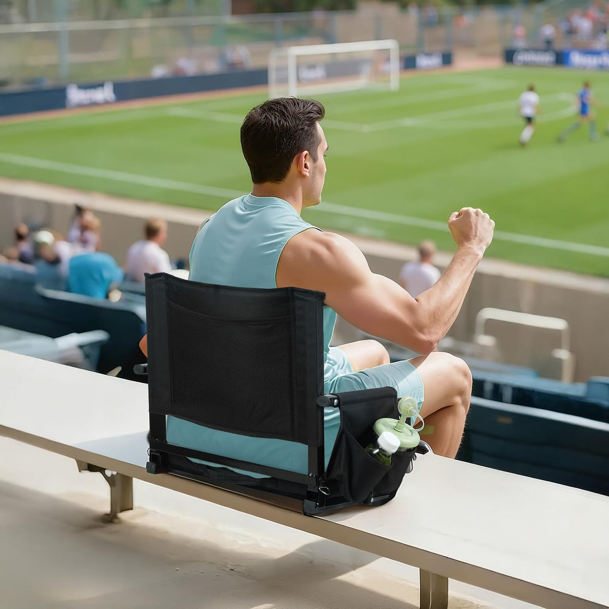 2 Pcs Black Folding Stadium Seat Cushion with Back Support E77764