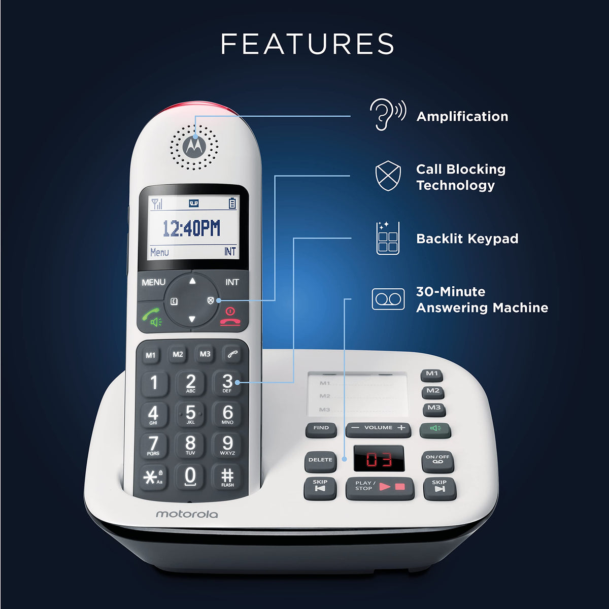 Digital Cordless Telephone with Answering Machine 4 Handsets DECT 6.0 C620