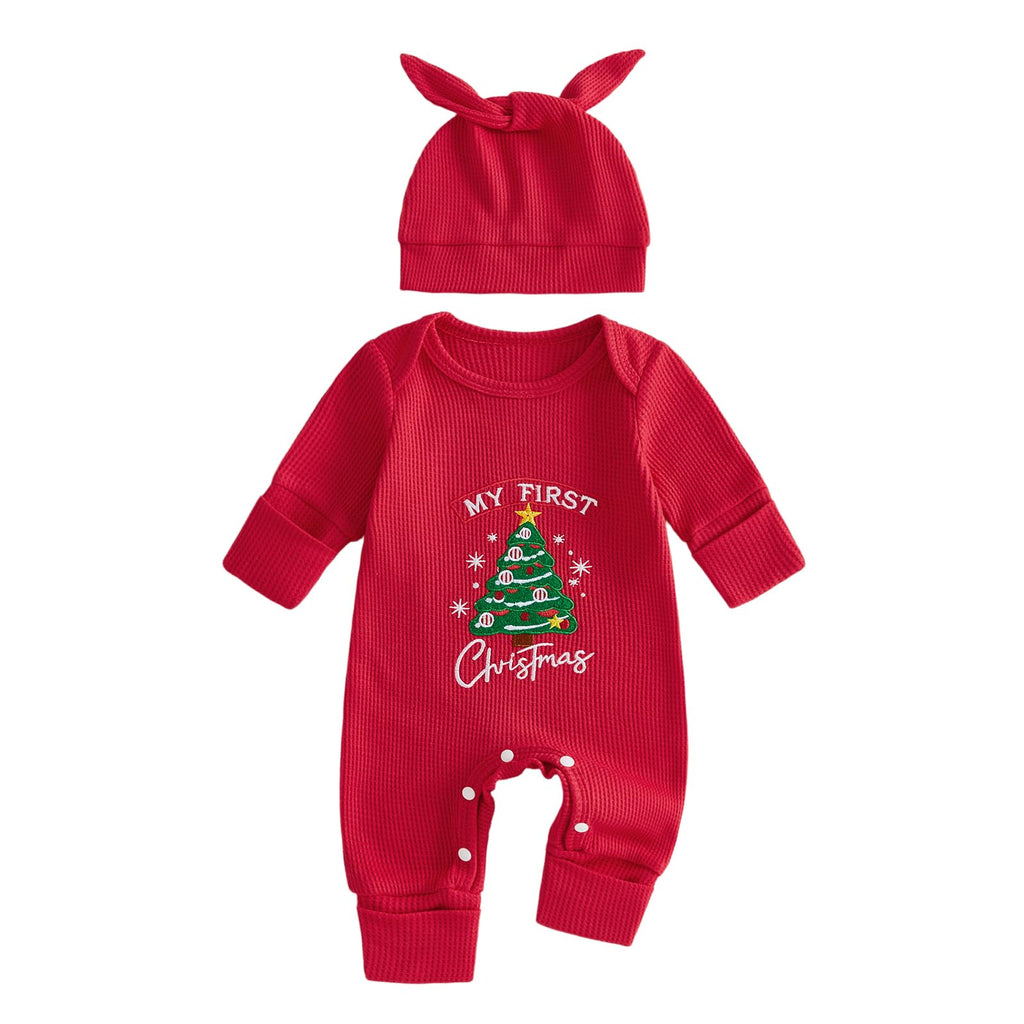 Christmas Baby Romper Jumpsuit Hat Set S12304