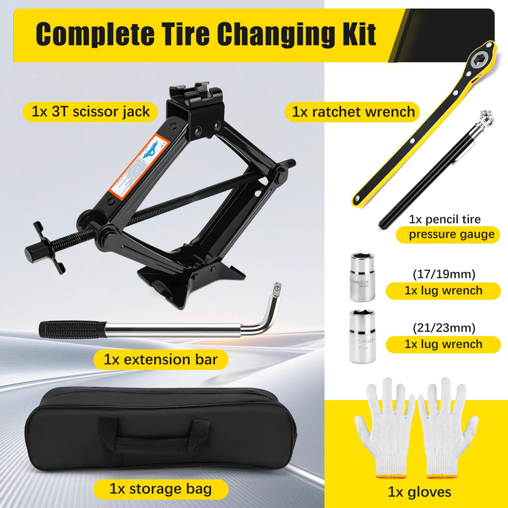 3 Ton Portable Scissor Car Jack with Wheel Wrench N543