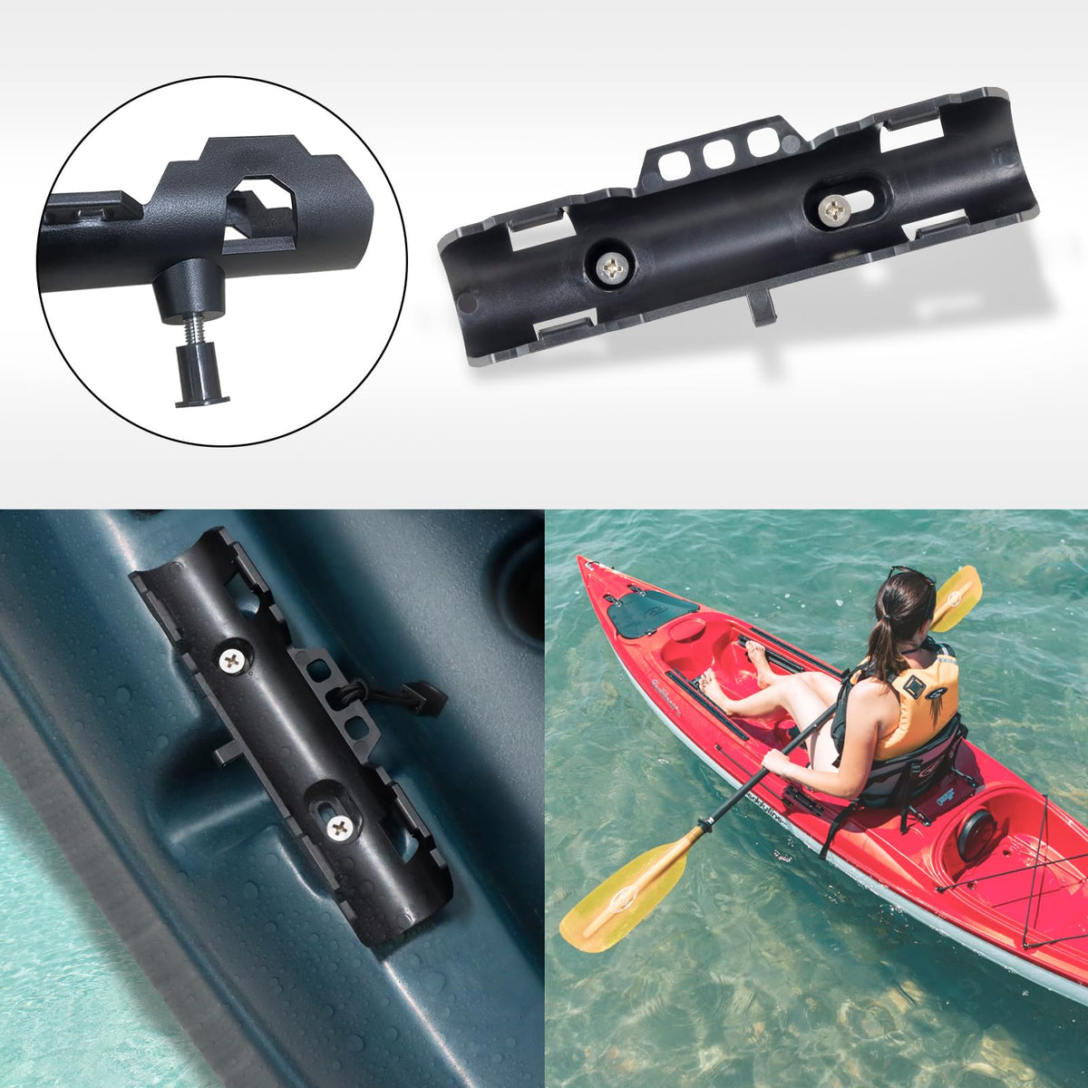 2PCS Kayak Paddle Holder with Leashes & Locking Kits D5407
