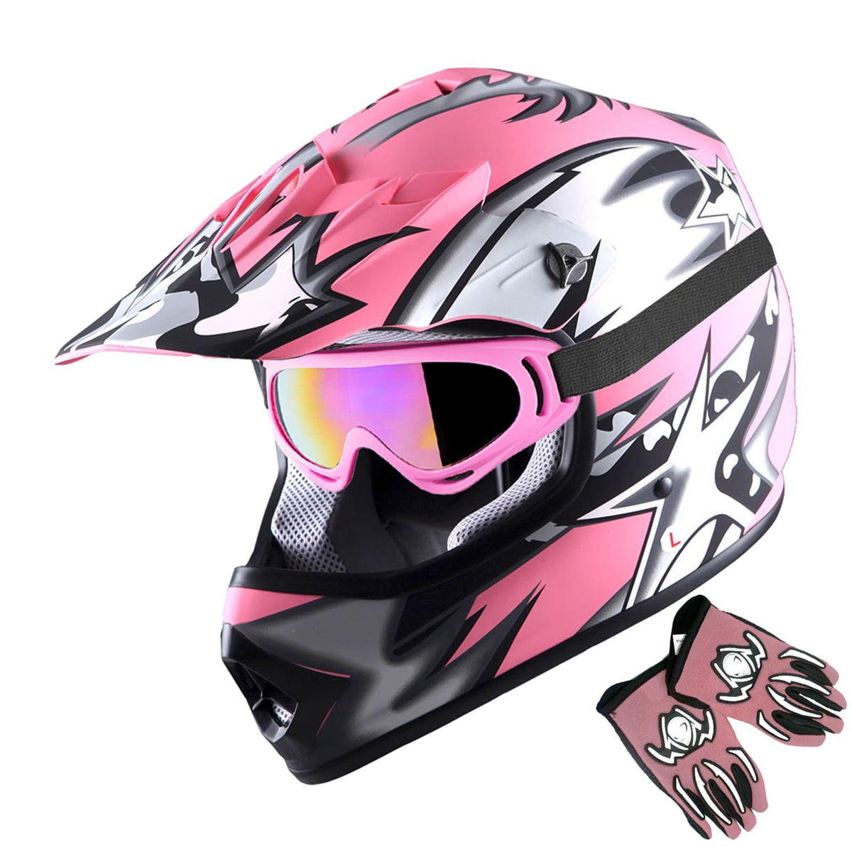Youth Motocross Helmet with Goggles and Gloves S4454