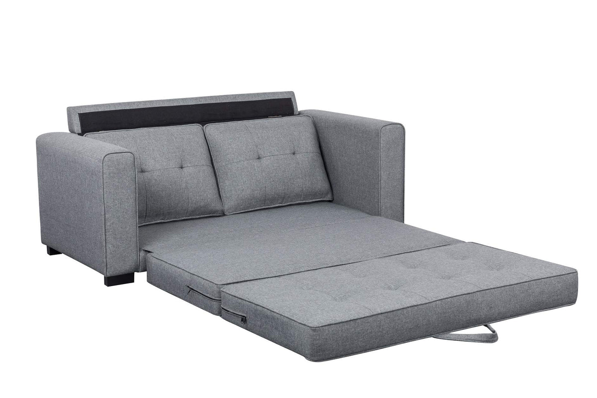 Light Gray Tufted Pull-Out Sleeper Loveseat A649