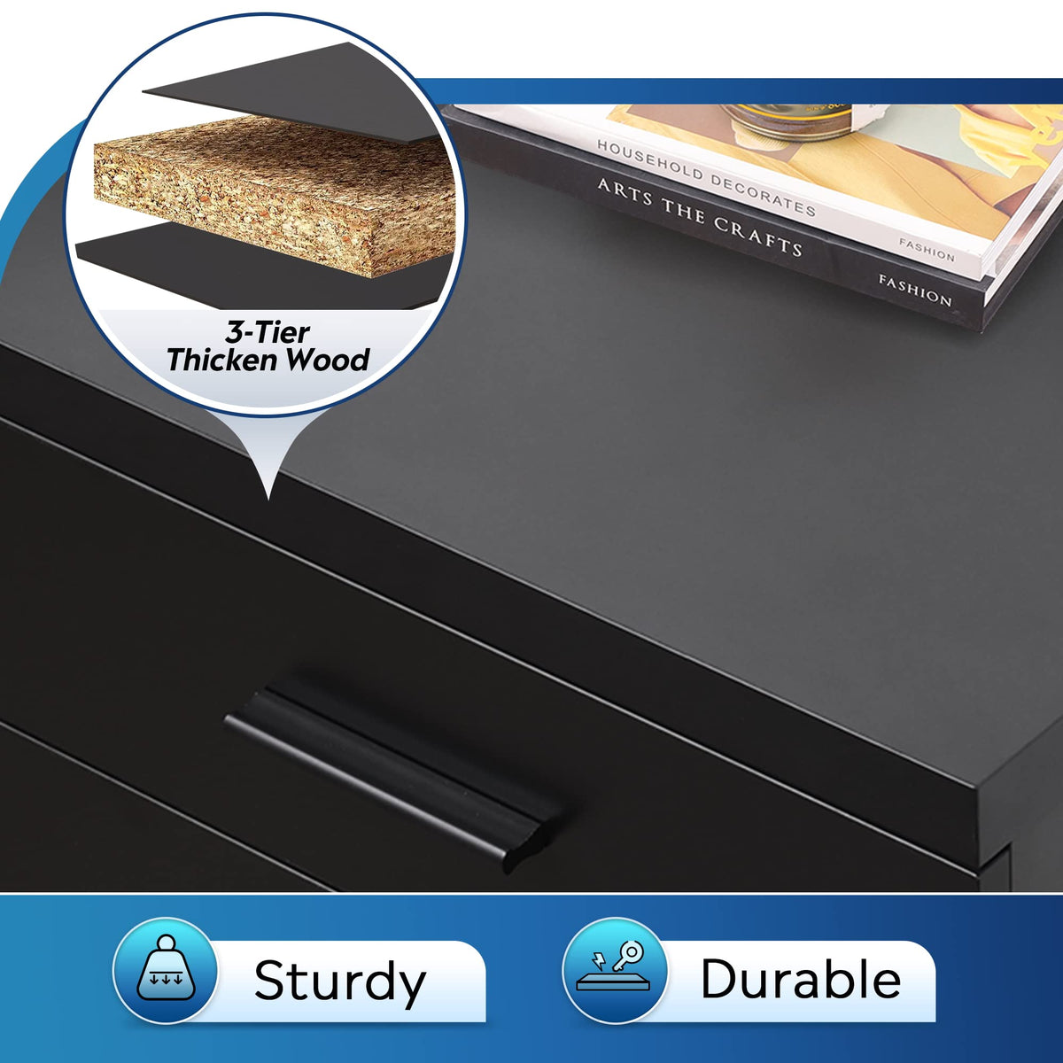 3 Drawer Wood File Cabinet U4364