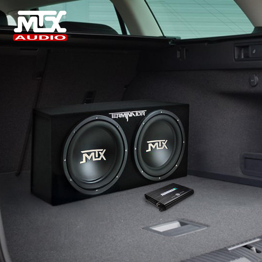 Dual 12" Subwoofer Box, Mono Amp, & Wiring Kit Z5192