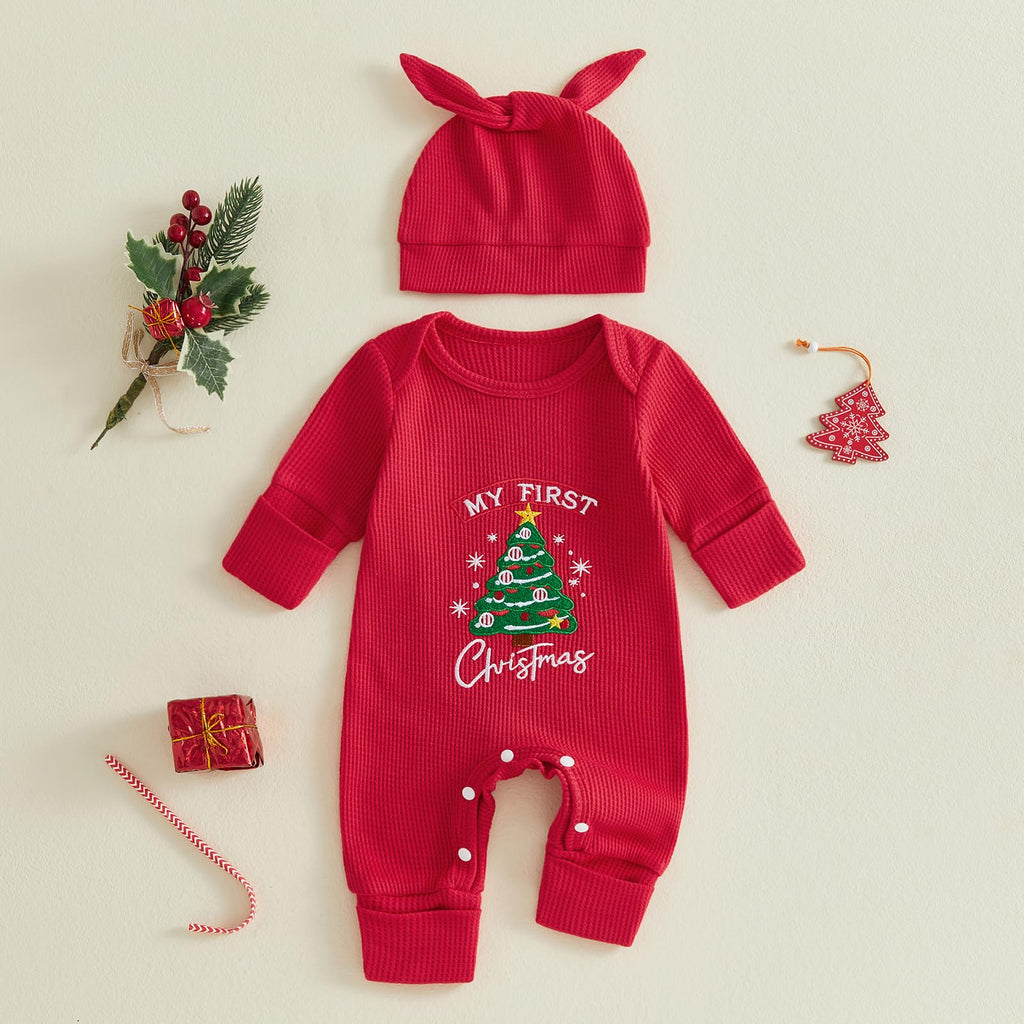 Christmas Baby Romper Jumpsuit Hat Set S12304