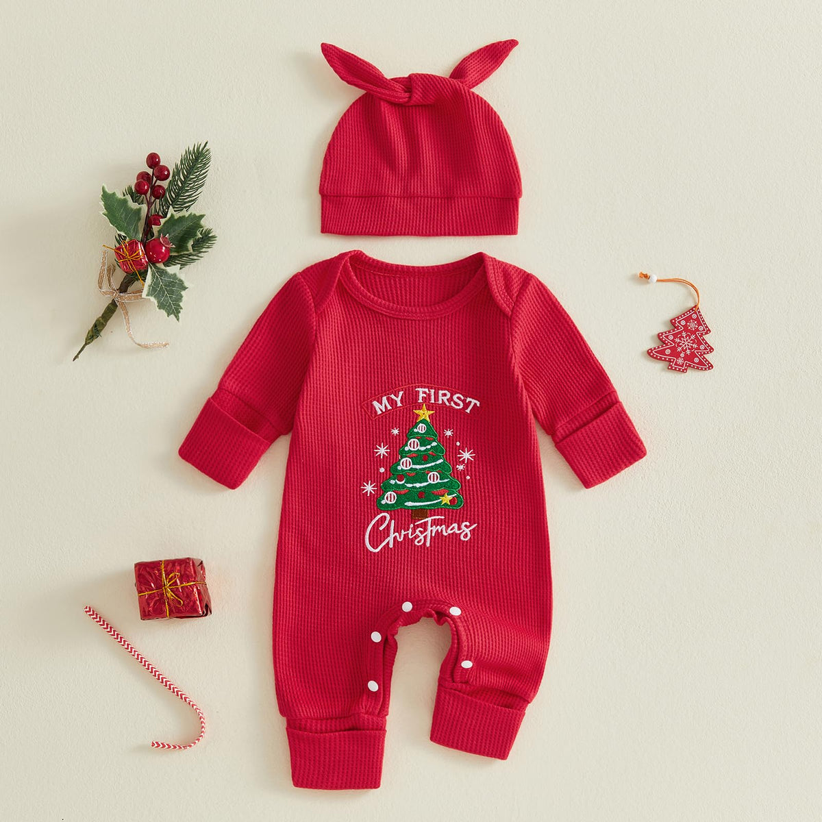 Christmas Baby Romper Jumpsuit Hat Set S12304