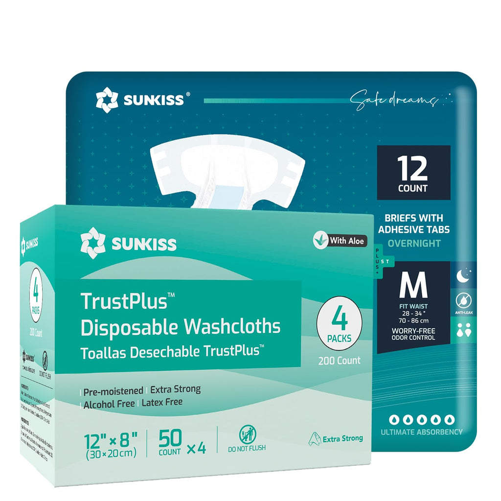 Adult Diapers Medium 12 Count & Wet Wipes 200 Count Z1186