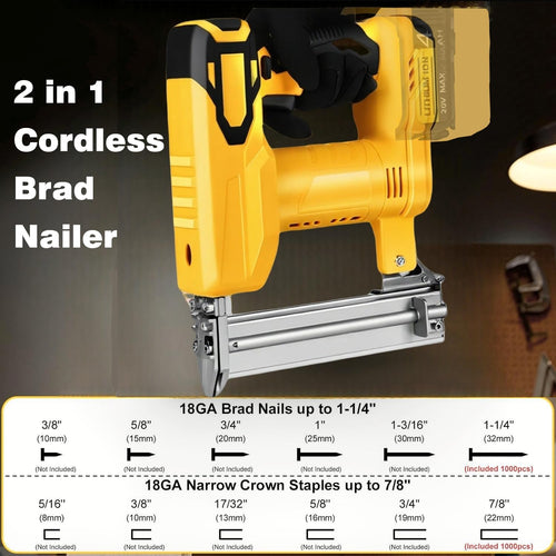 2 in 1 Cordless Brad Nailer 18 Gauge Electric Nail Gun F8405
