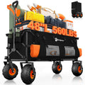 Foldable Beach Wagon with Big Balloon Wheels, 560lbs, Black Q770933