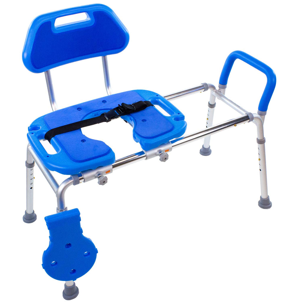 Blue Padded Shower Chair with Cut Out Seat and Safety Belt H859