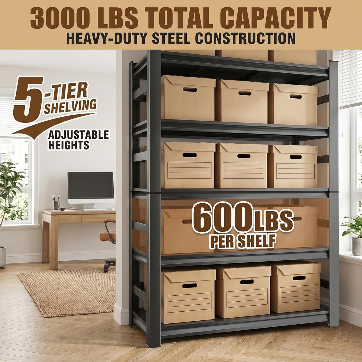 5 Tier Adjustable Wooden Bookshelf H70911