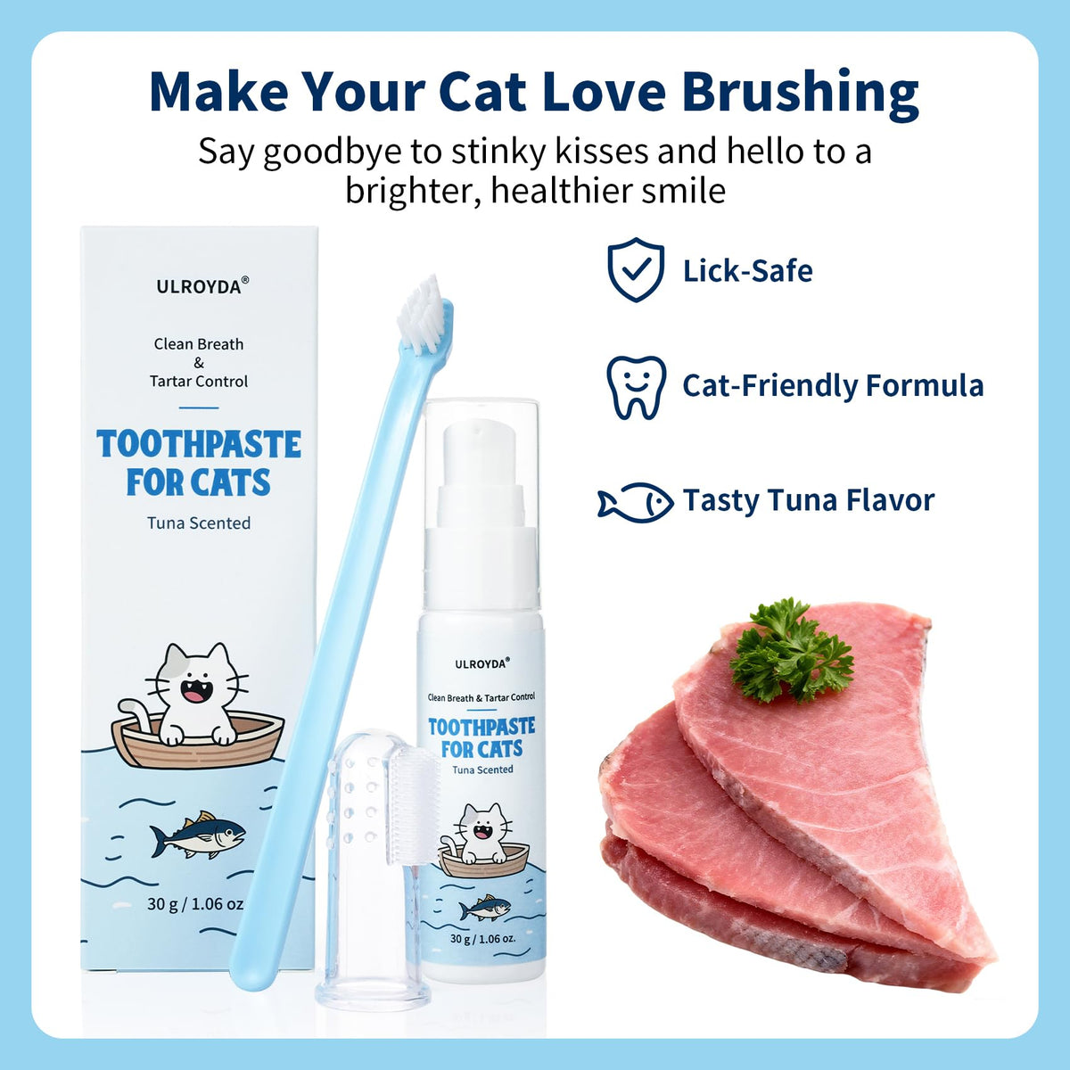 Tuna Flavor Toothpaste 1.06 oz with Toothbrush & Finger Brush F607