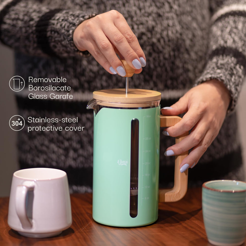 34 oz Mint Green Borosilicate Glass French Press F676