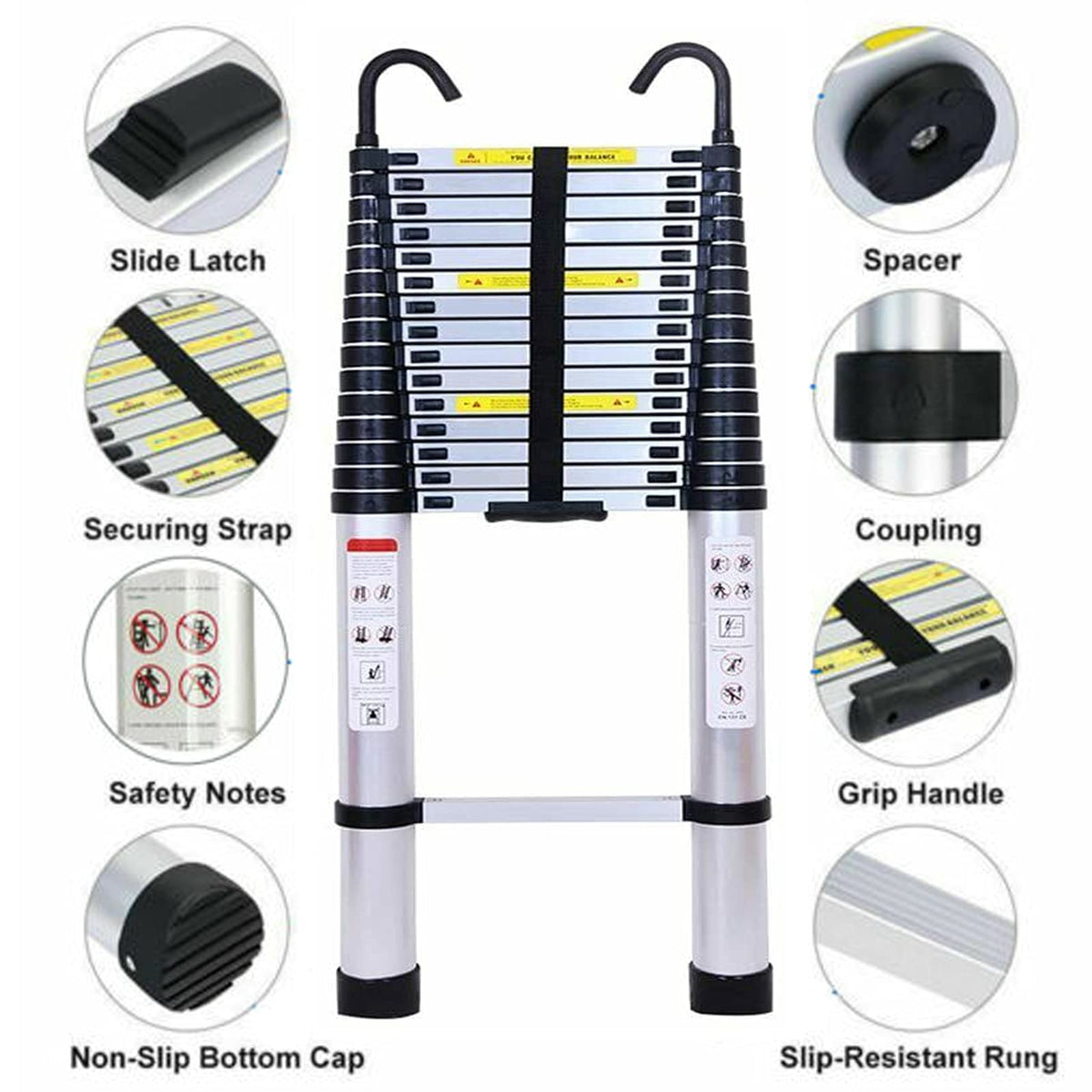 Telescoping Aluminum Ladder 330 Lb Capacity Y35749