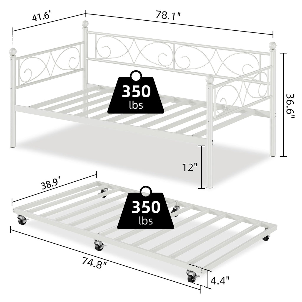 White Twin Daybed with Trundle H8049