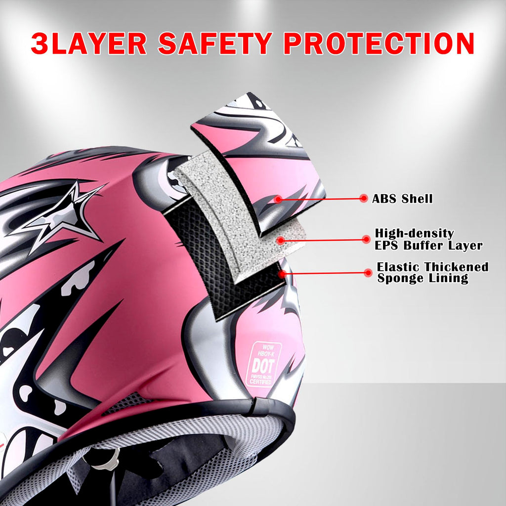 Youth Motocross Helmet with Goggles and Gloves S4454