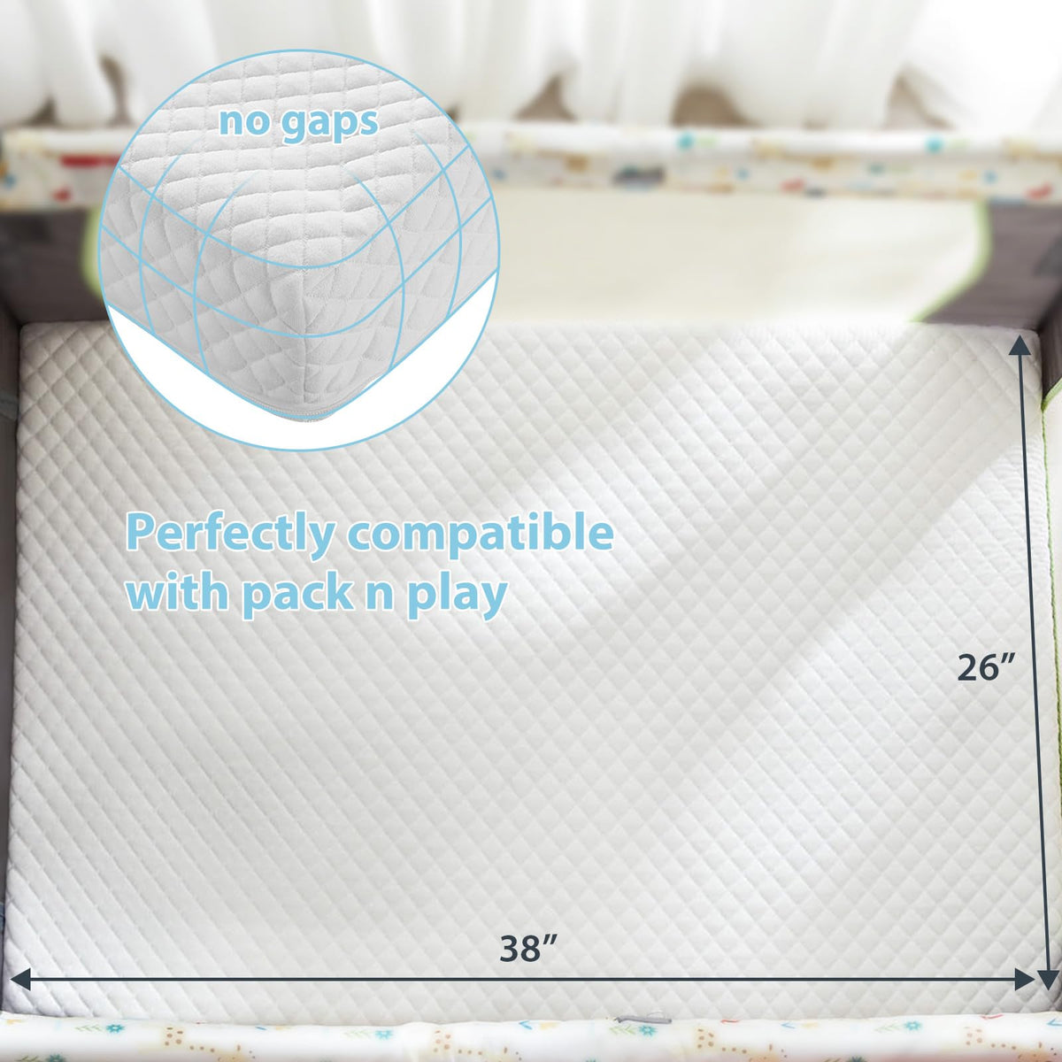 3" Waterproof Memory Foam Pack and Play Mattress White K114015